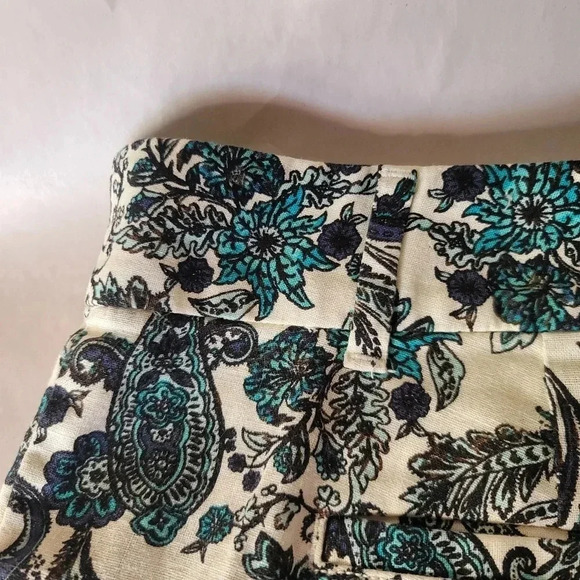 Ann Taylor Loft Shorts Women's Linen Cotton Flat Front Green White Paisley Sz 2 - Picture 11 of 11